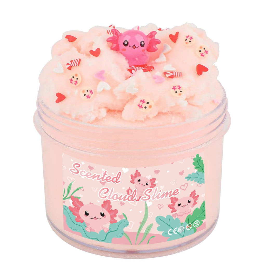 Afofall Axolotl Cloud Slime - 8 oz Pre-Made Scented Slime with Resin Charm & Add-Ins
