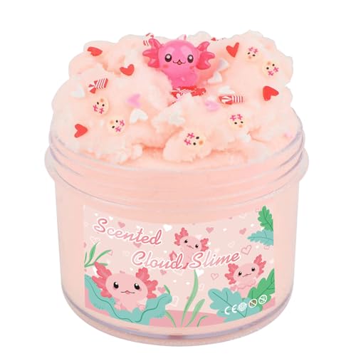 Afofall Axolotl Cloud Slime - 8 oz Pre-Made Scented Slime with Resin Charm & Add-Ins