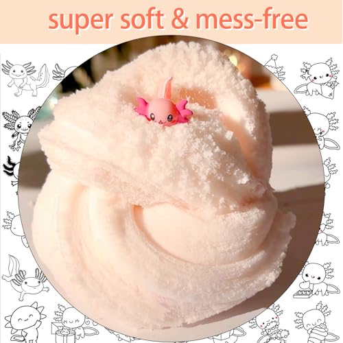 Afofall Axolotl Cloud Slime - 8 oz Pre-Made Scented Slime with Resin Charm & Add-Ins