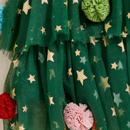 Afunbaby Toddler Girl Christmas Dress with Sequin Pompom Tulle Tutu and Jingle Bell