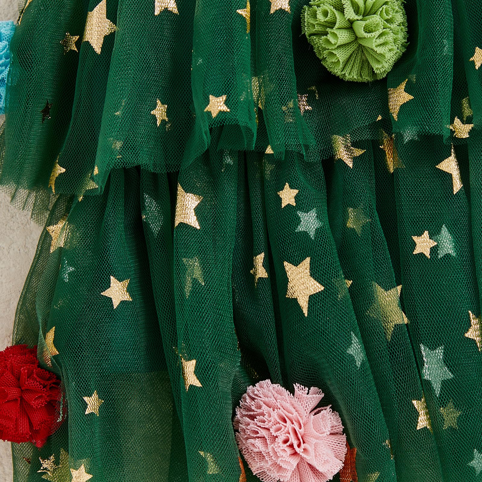 Afunbaby Toddler Girl Christmas Dress with Sequin Pompom Tulle Tutu and Jingle Bell