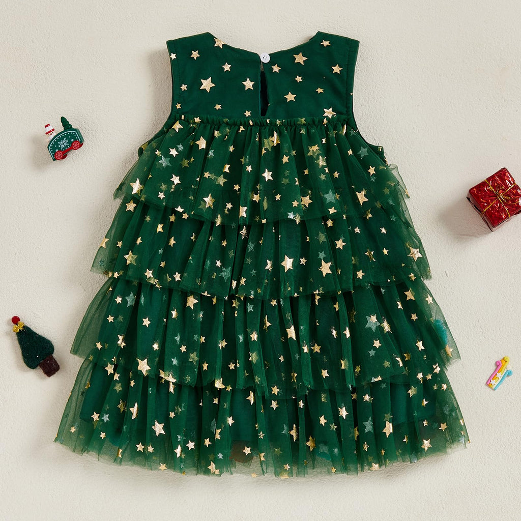 Afunbaby Toddler Girl Christmas Dress with Sequin Pompom Tulle Tutu and Jingle Bell