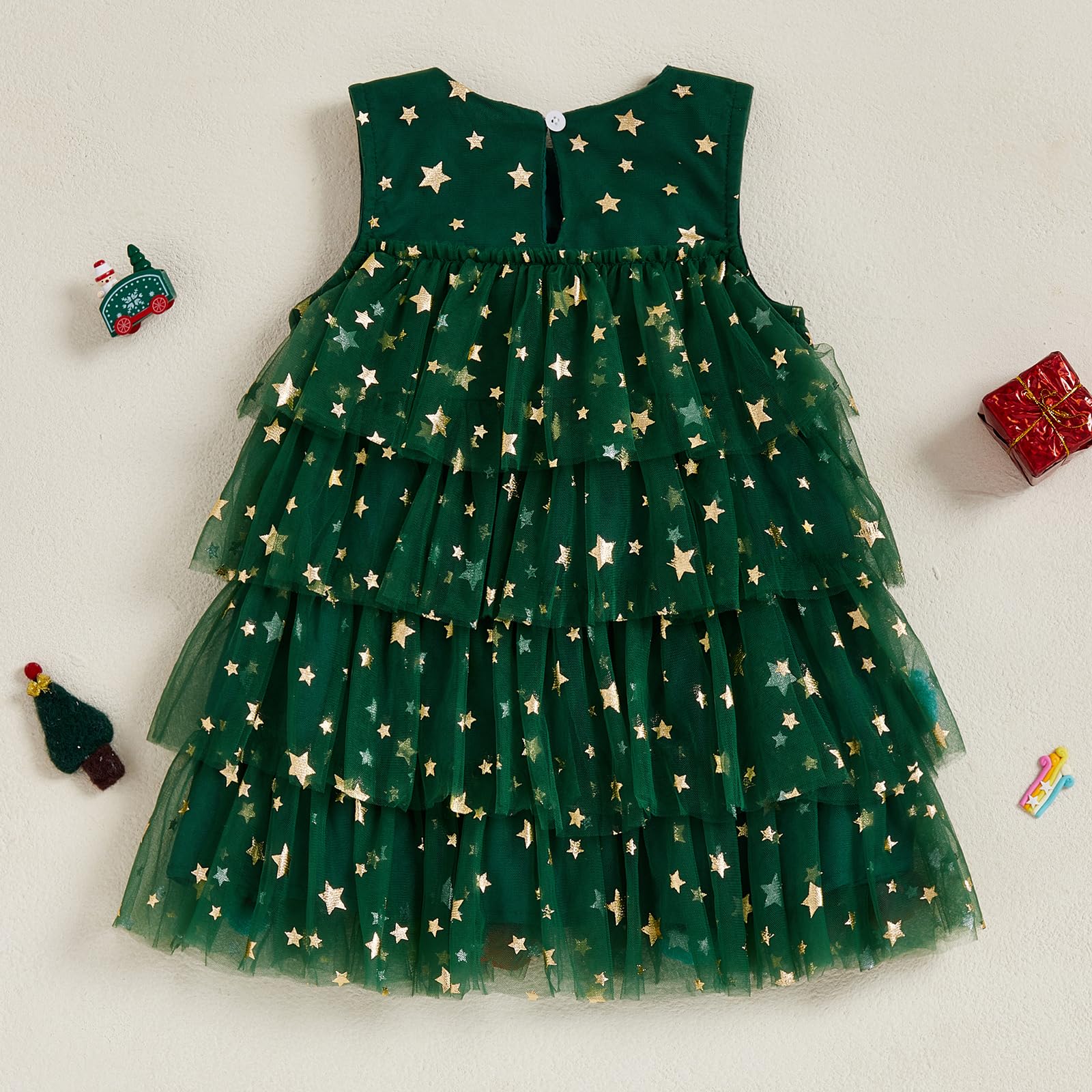 Afunbaby Toddler Girl Christmas Dress with Sequin Pompom Tulle Tutu and Jingle Bell
