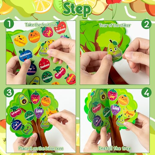 Aginc Berry 16-Piece Fruit Bible Trees DIY Craft Kit for Kids - Christian Religious Sunday School Activity