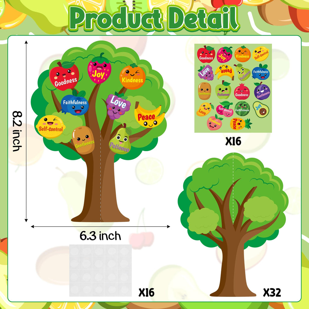 Aginc Berry 16-Piece Fruit Bible Trees DIY Craft Kit for Kids - Christian Religious Sunday School Activity