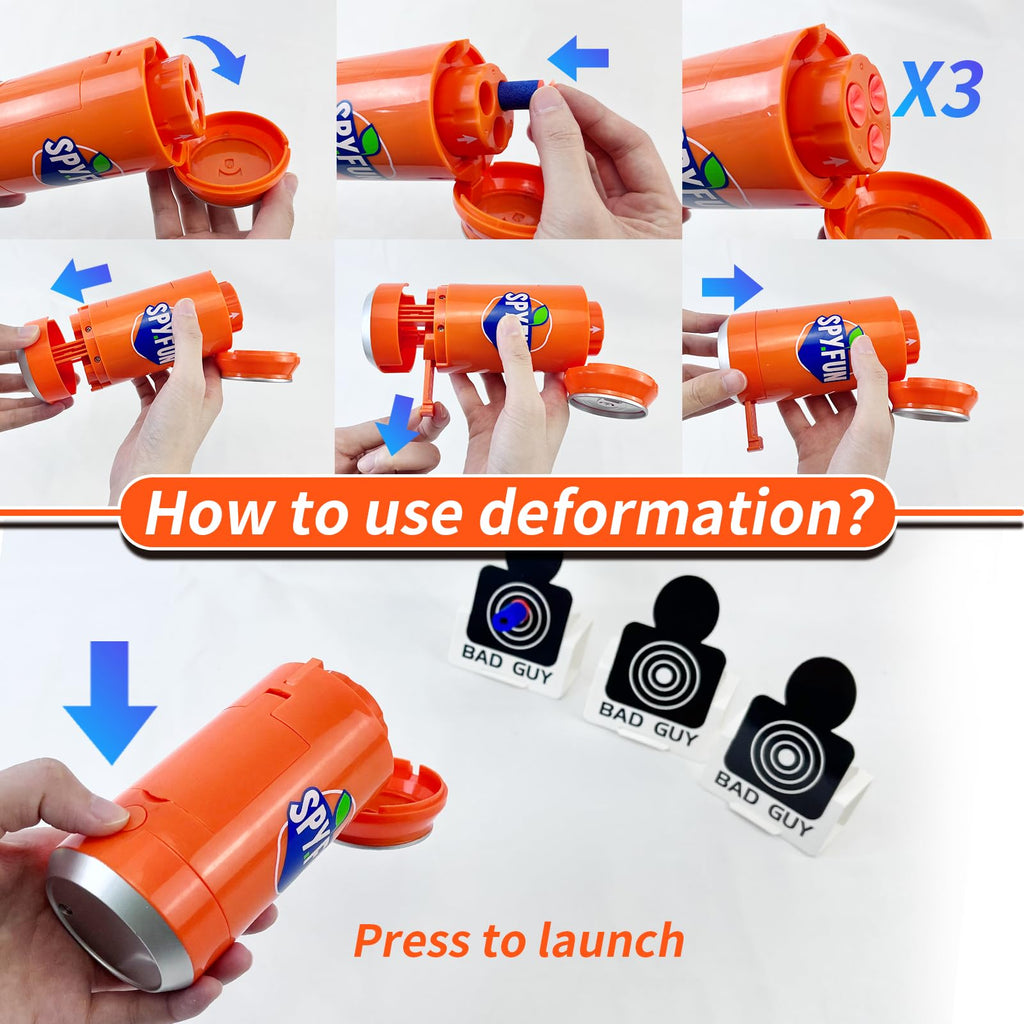 AGM MASTECH Soda Can Foam Dart Blaster – Transforming Novelty with 30 Darts & 3 Targets