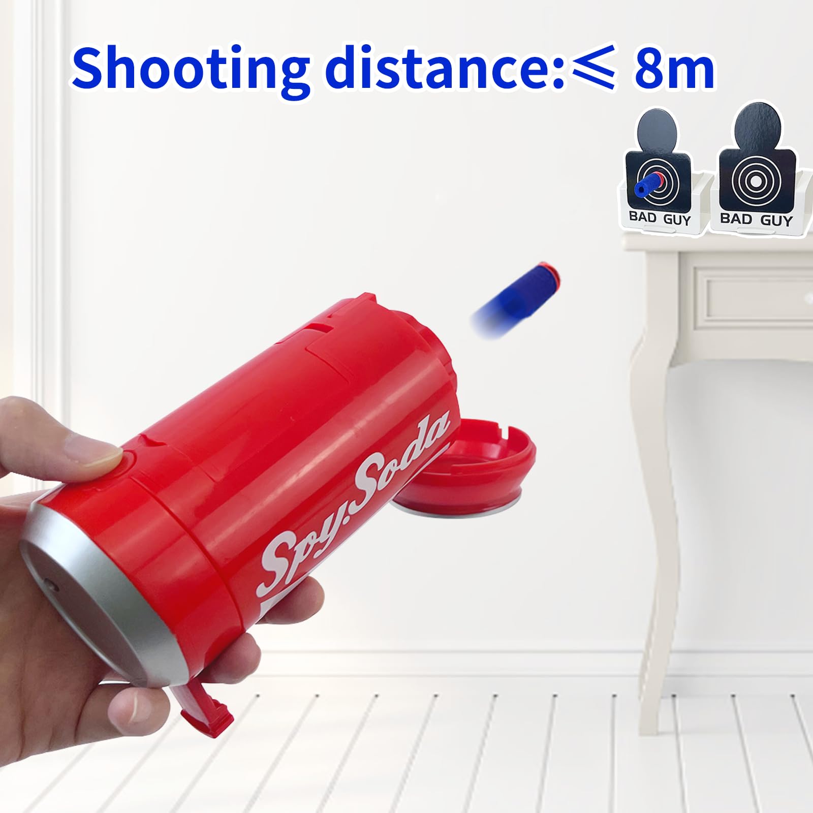 AGM MASTECH Transforming Soda Can Dart Blaster – Novelty Foam Dart Launcher with 30 Darts & 3 Targets, Ages 15+