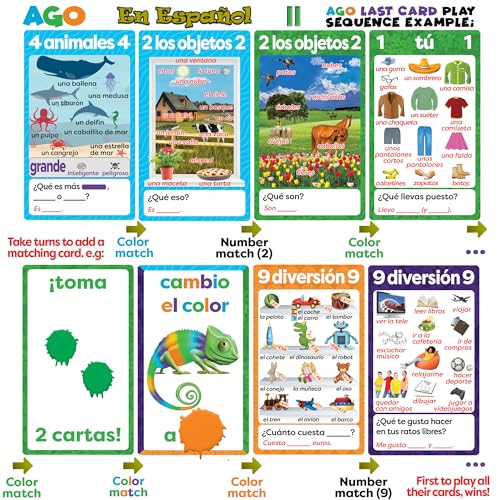 AGO en Español 2 Deluxe Edition: Spanish Learning Card Game with 36 Illustrated Questions – Boost Vocabulary & Grammar Through Conversation