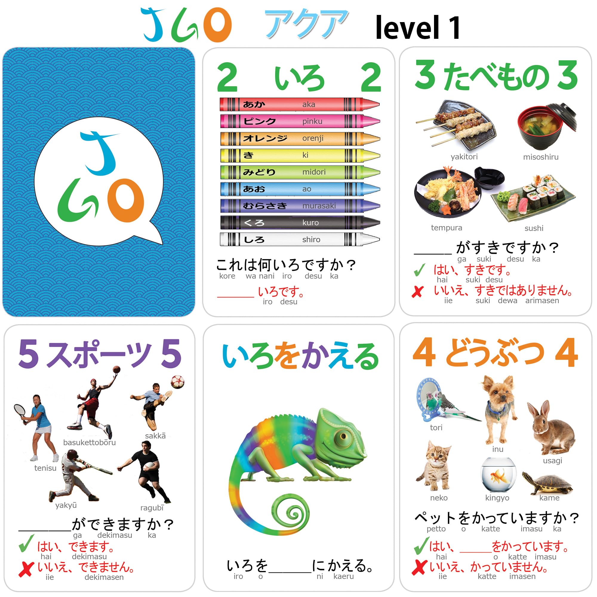 AGO JGO Japanese Conversation Card Game: 54 Cards for Learning Basic Japanese