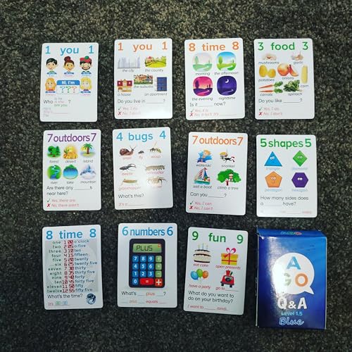 AGO Q&A Blue ESL Card Game Level 1.5 – 54 Cards for English Conversation Practice