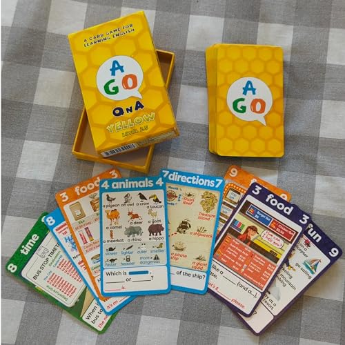 AGO QnA Yellow ESL Card Game Level 2.5 – 54 Cards for English Vocabulary, Grammar & Conversation Practice