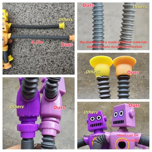 AGRASIV Robot Sensory Fidget Toys: LED Light Up Pop Tubes with Suction Cups for Kids