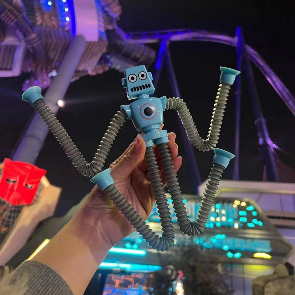 AGRASIV Robot Sensory Fidget Toys: LED Light Up Pop Tubes with Suction Cups for Kids