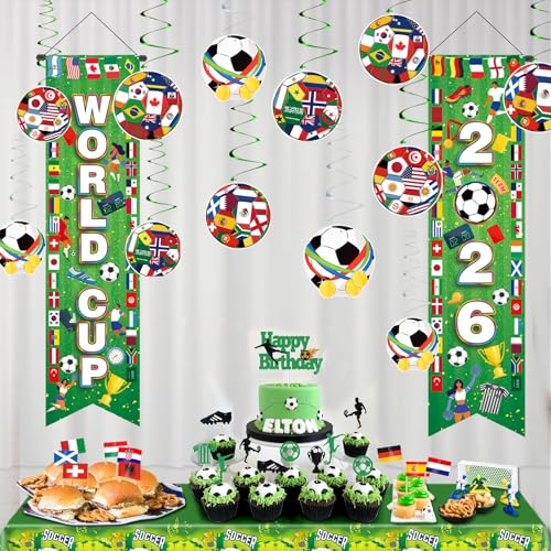 AhfuLife Soccer Tournament Hanging Banner – World Cup 2026 Themed Porch Decor, Style 1