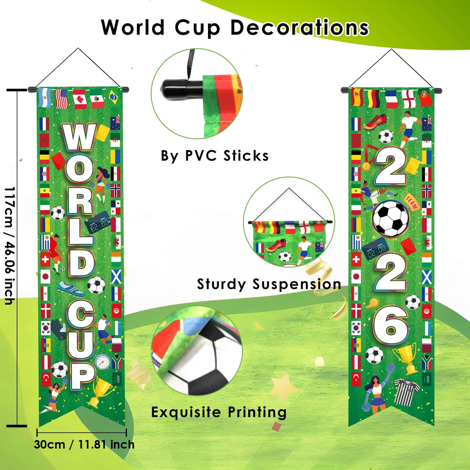 AhfuLife Soccer Tournament Hanging Banner – World Cup 2026 Themed Porch Decor, Style 1