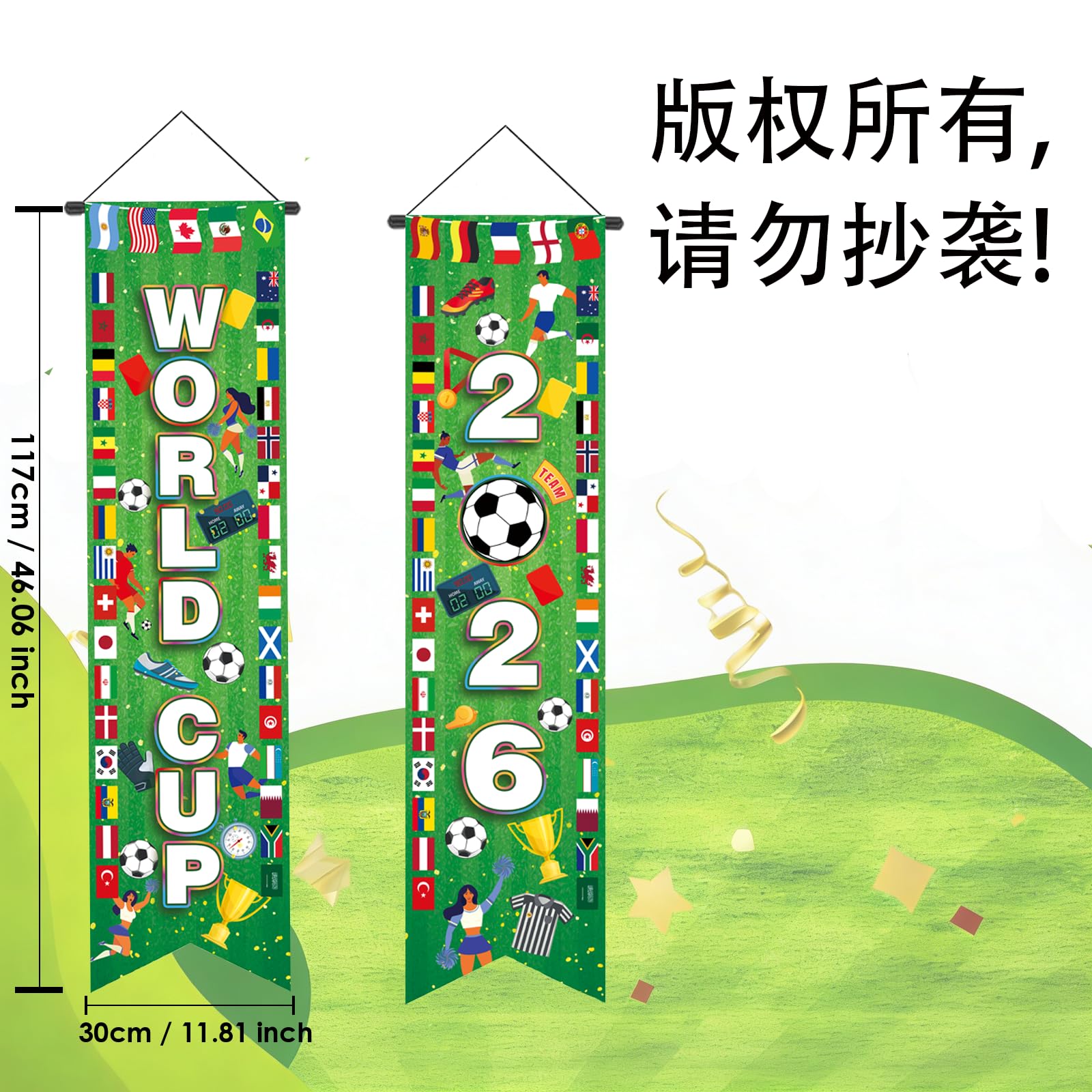 AhfuLife Soccer Tournament Hanging Banner – World Cup 2026 Themed Porch Decor, Style 1