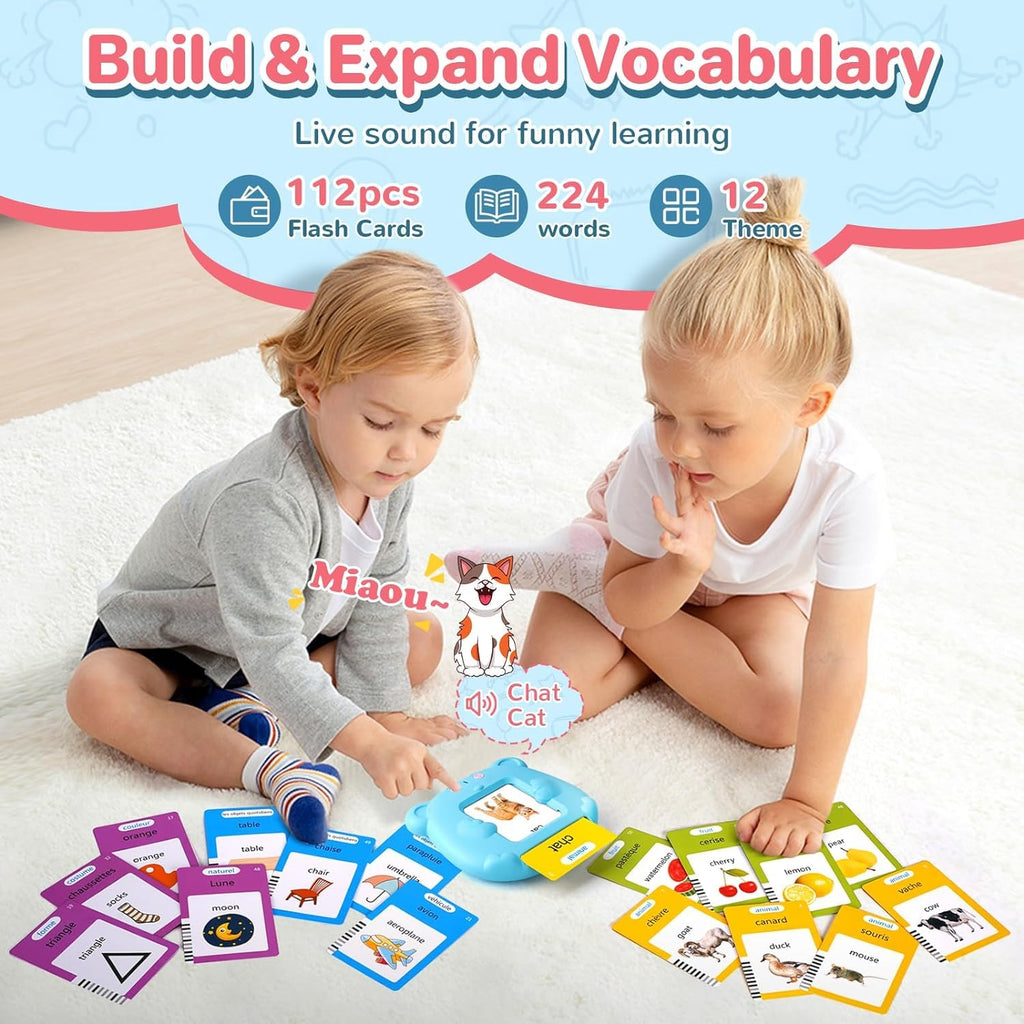 AHJ Talking Flash Cards for Toddlers – 224 Sight Words, 3 Audio Modes, Rechargeable, No Screen