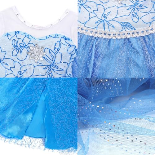 AHLPO Girls Princess Dress Set with Cape, Crown, Wand & Accessories – Blue Costume for Halloween, Birthday & Dress-Up