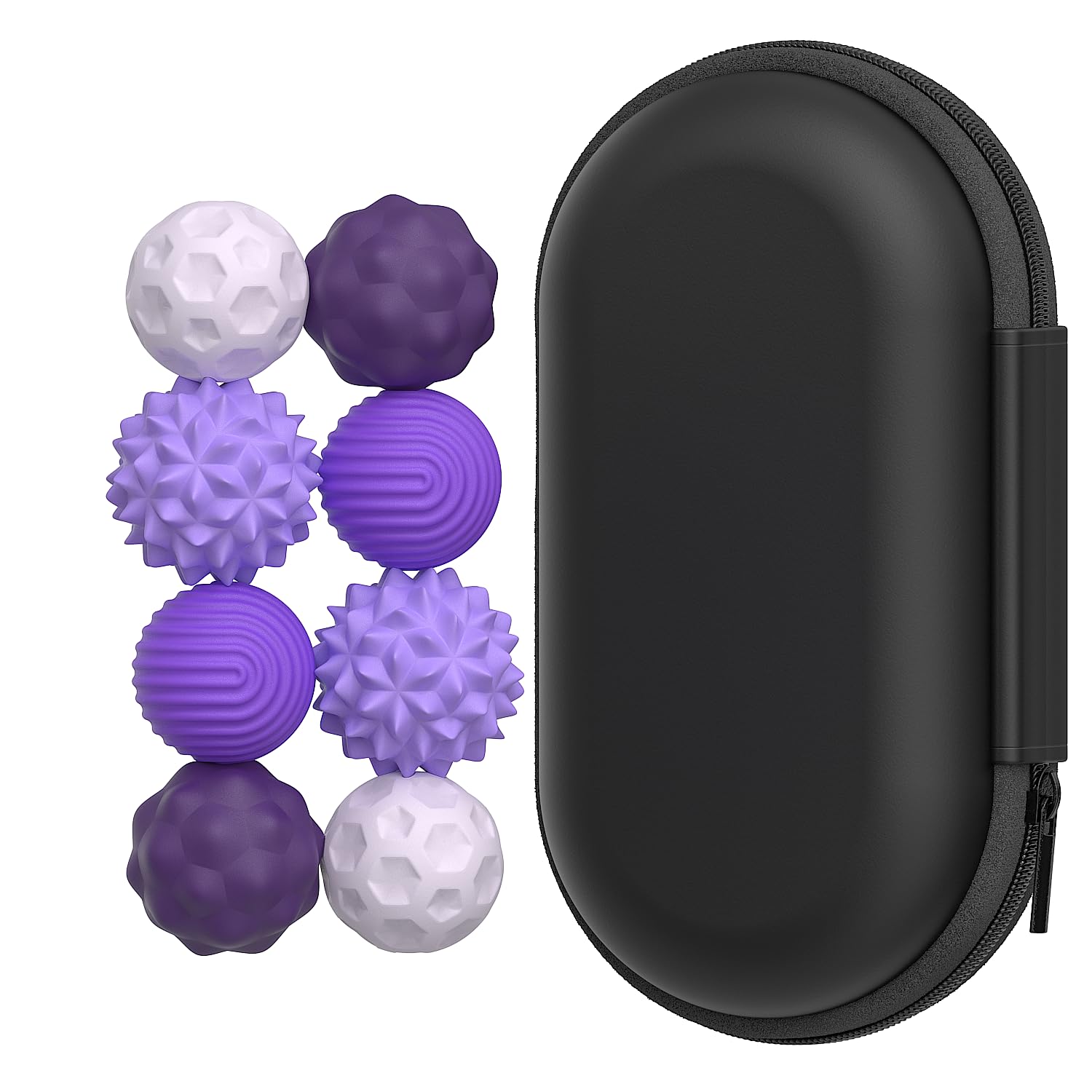 Ahorasky 8-Pack Magnetic Fidget Stress Balls with Silicone Shell and Storage Box for Adults - Purple
