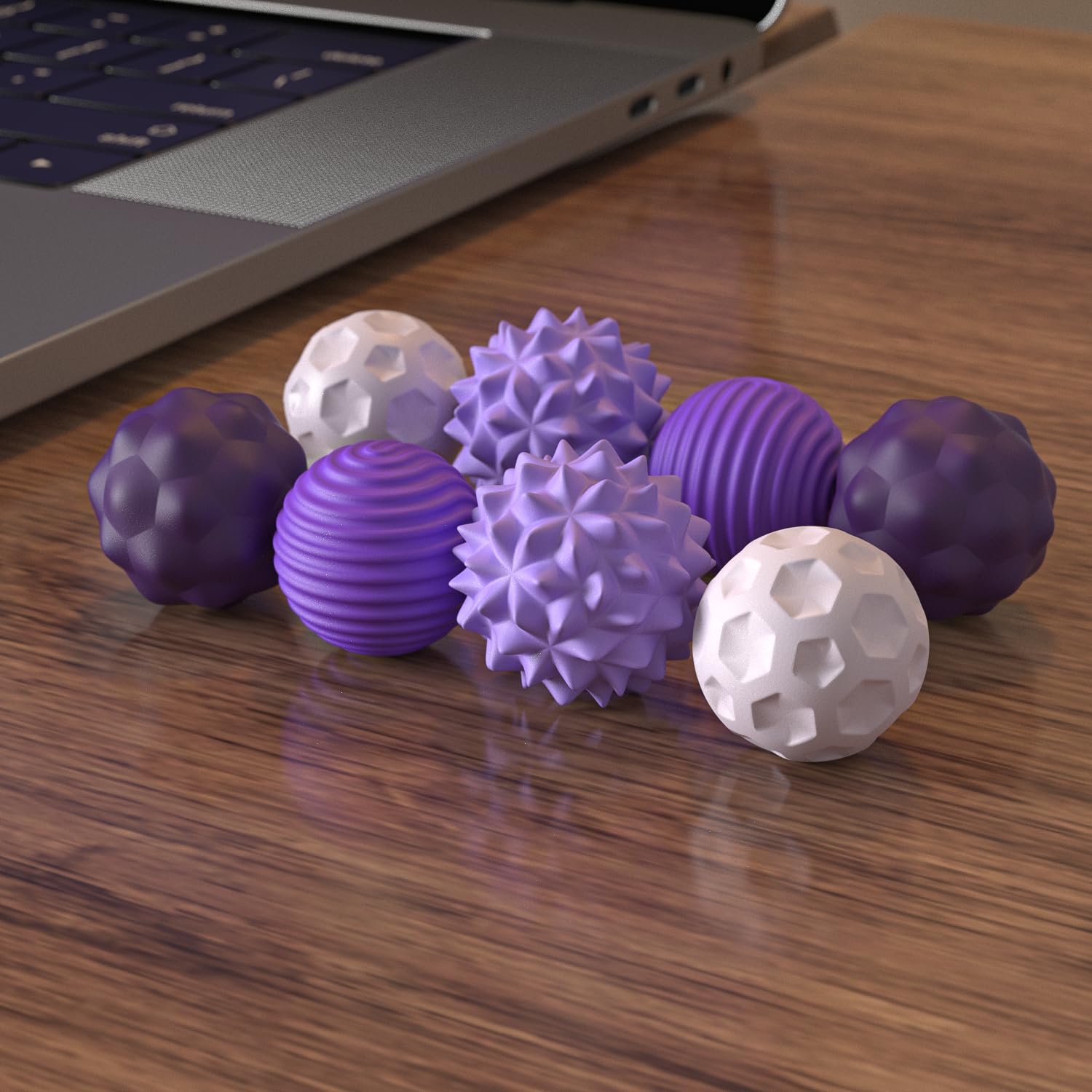 Ahorasky 8-Pack Magnetic Fidget Stress Balls with Silicone Shell and Storage Box for Adults - Purple