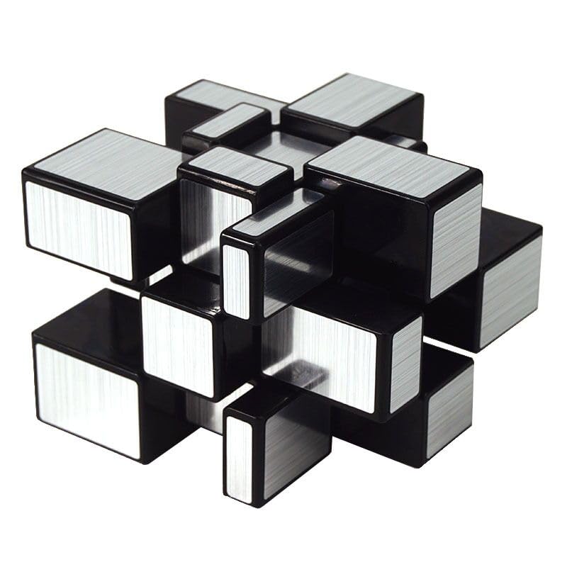 AHYUAN 2-Pack Speed Cube Set: Mirror Golden Wheel & Silver 3x3x3 Magic Cubes for Brain Teaser Fun