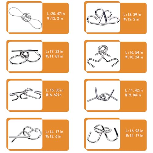 Ahyuan 32-Piece Metal Wire Puzzle Set with Pouch – Brain Teaser Fidget Toys for Kids and Adults (Silver)