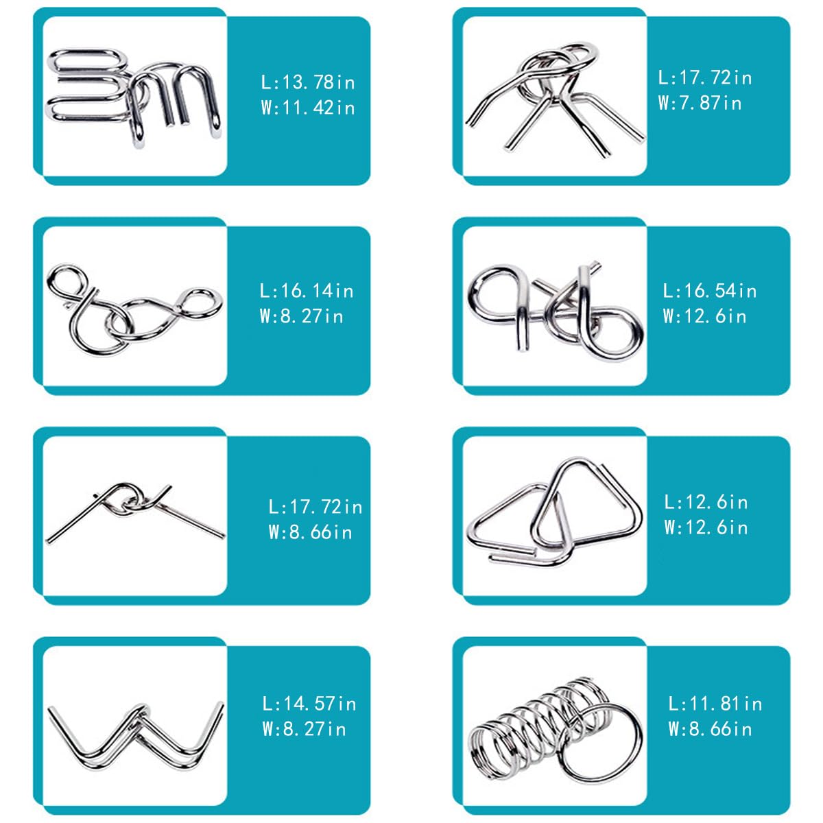 Ahyuan 32-Piece Metal Wire Puzzle Set with Pouch – Brain Teaser Fidget Toys for Kids and Adults (Silver)