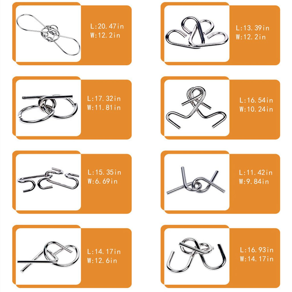 Ahyuan 32-Piece Metal Wire Puzzle Set with Pouch – Brain Teaser Fidget Toys for Kids and Adults (Silver)