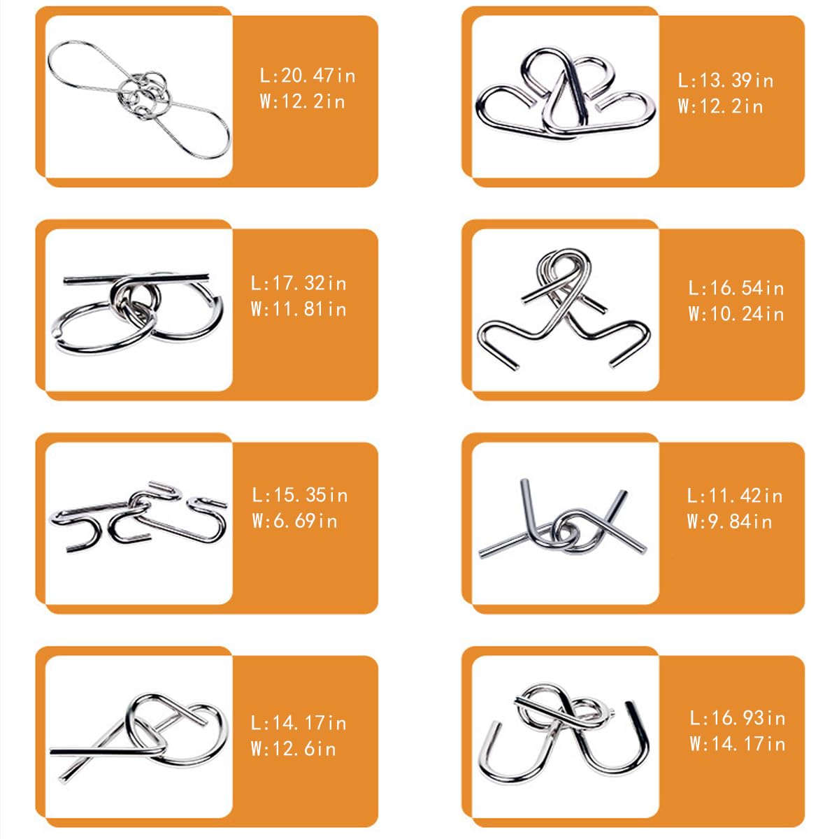 Ahyuan 32-Piece Metal Wire Puzzle Set with Pouch – Brain Teaser Fidget Toys for Kids and Adults (Silver)