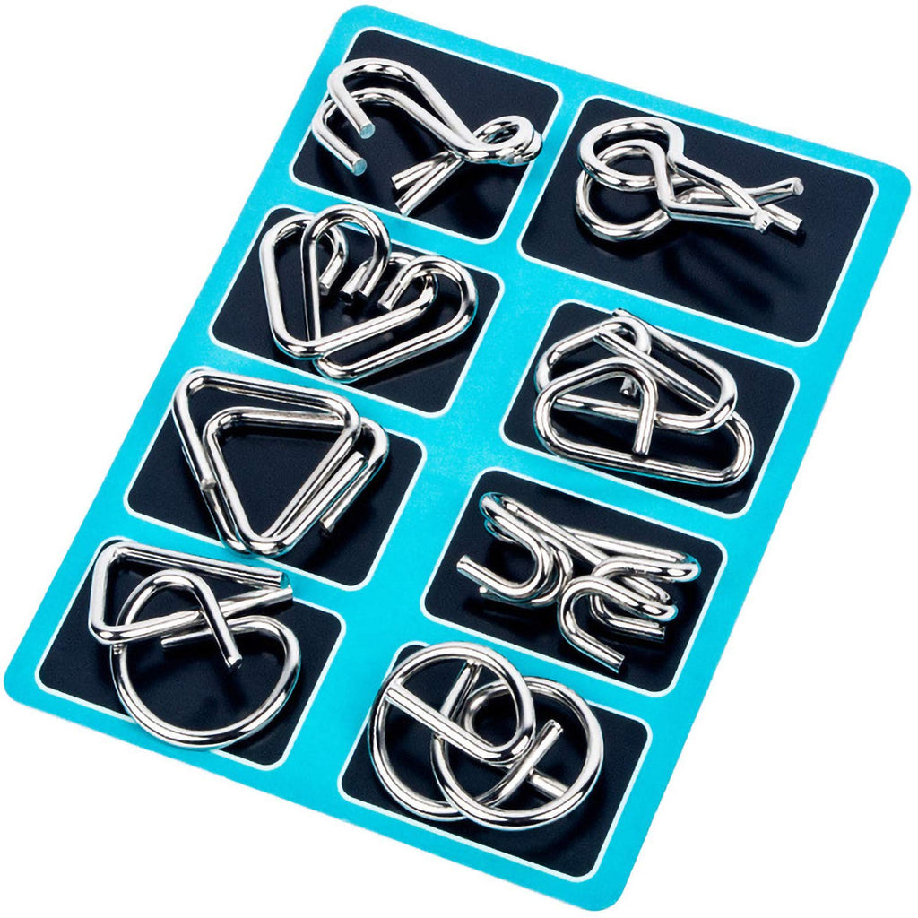 Ahyuan 32-Piece Metal Wire Puzzle Set with Pouch – Brain Teaser Fidget Toys for Kids and Adults (Silver)