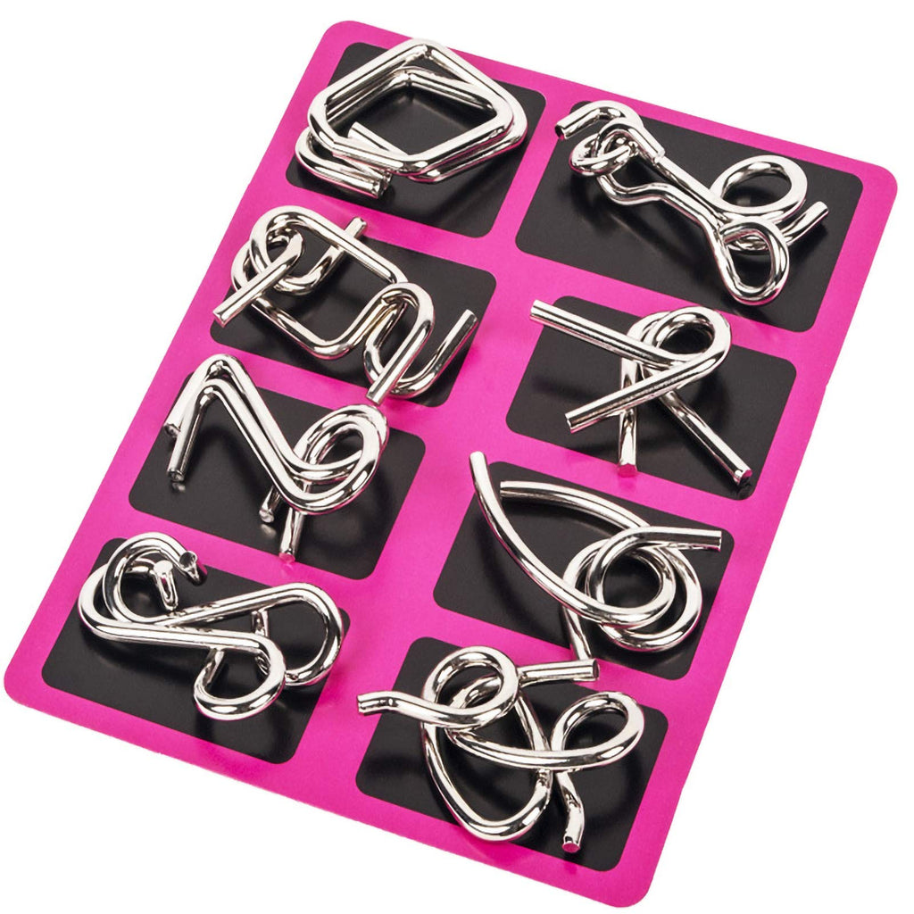 Ahyuan 32-Piece Metal Wire Puzzle Set with Pouch – Brain Teaser Fidget Toys for Kids and Adults (Silver)
