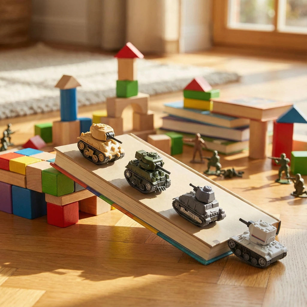 Ai-Fun 4-Pack Pull Back Mini Tank Toy Cars - Die-Cast Military Army Vehicles, 1:64 Scale, BPA-Free