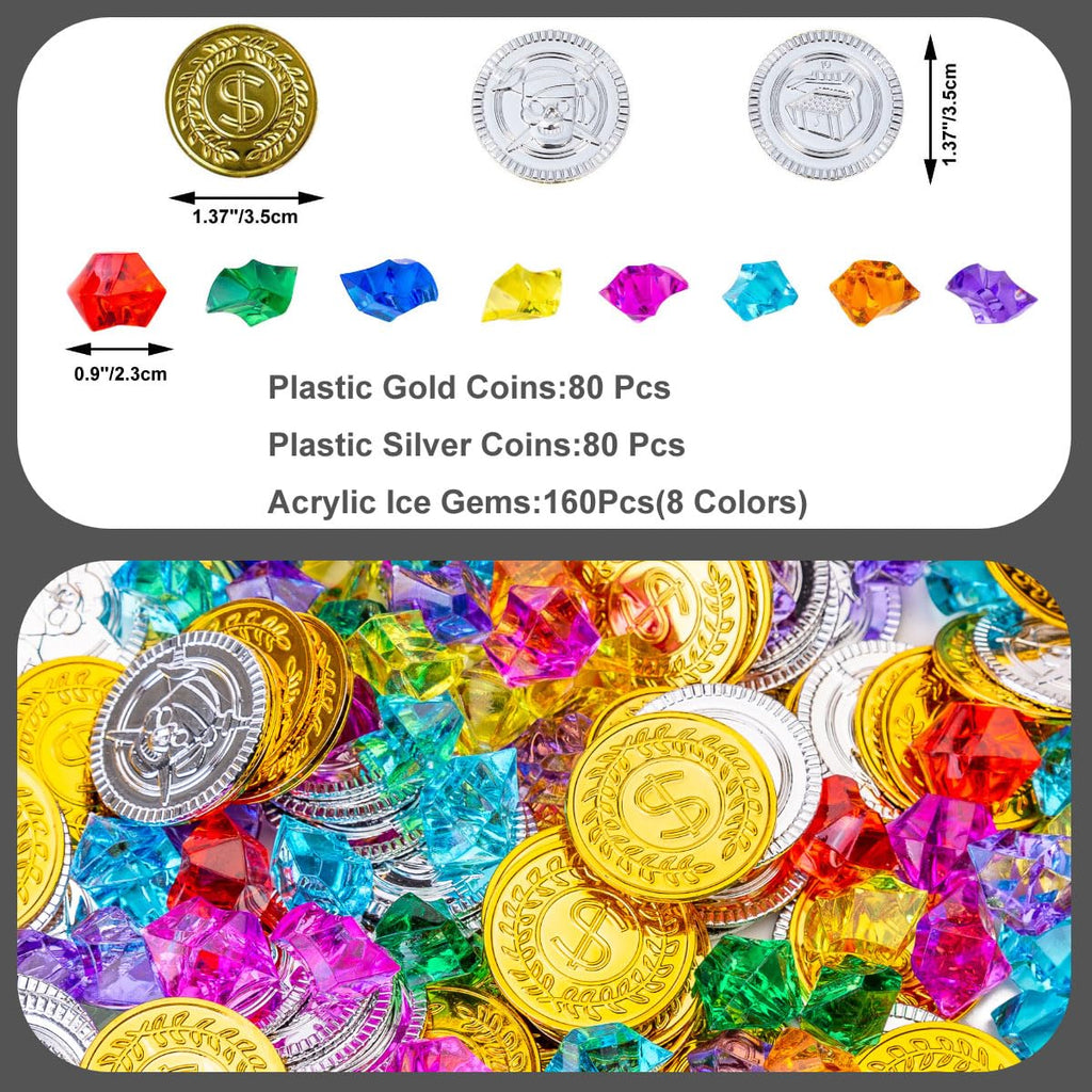 AiFanS Treasure Chest Coins and Gems – 320 Pieces (160 Coins + 160 Gems)