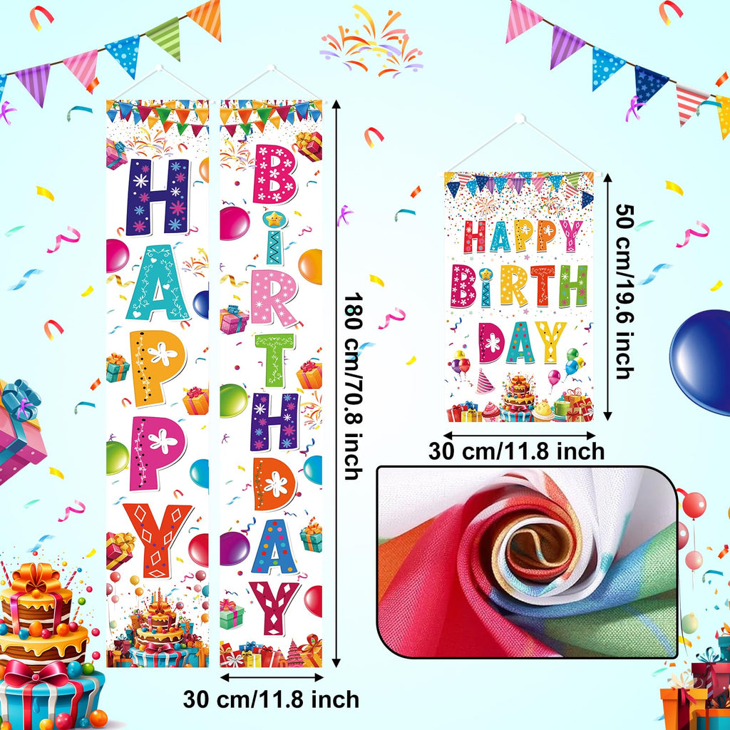 AiFaoobs Rainbow Birthday Banner Set - 3 Pieces, Large 72" Photography Backdrop, Door Sign, Wall Decor - Durable Polyester, Machine Washable, Indoor/Outdoor