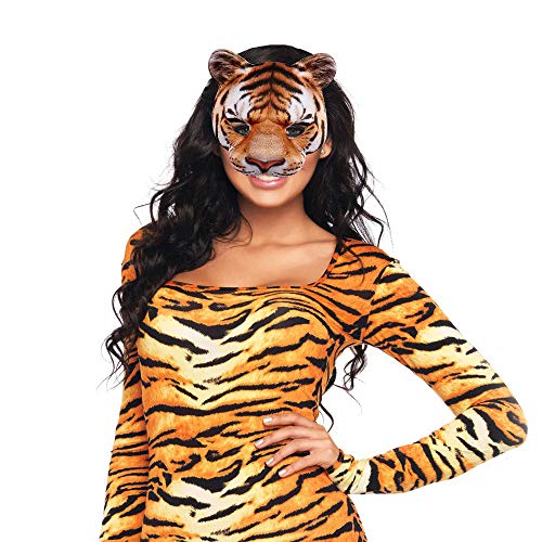 Aiffort Halloween Tiger Half Face Mask – EVA Animal Cosplay Mask for Adults