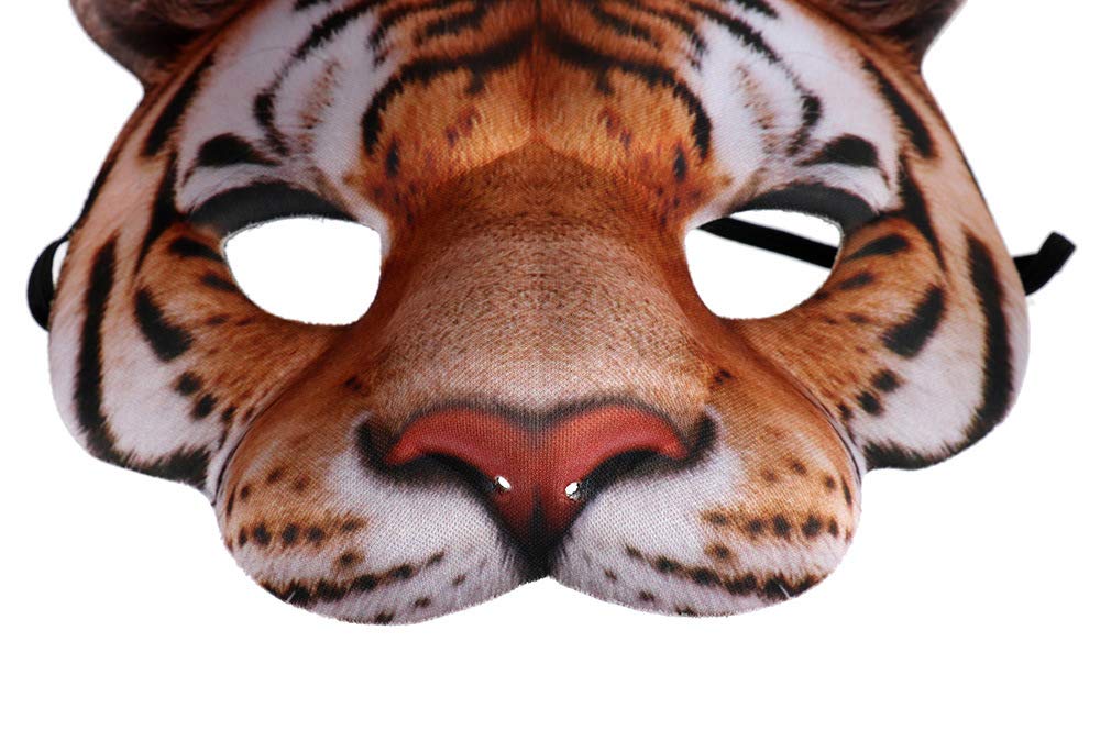 Aiffort Halloween Tiger Half Face Mask – EVA Animal Cosplay Mask for Adults