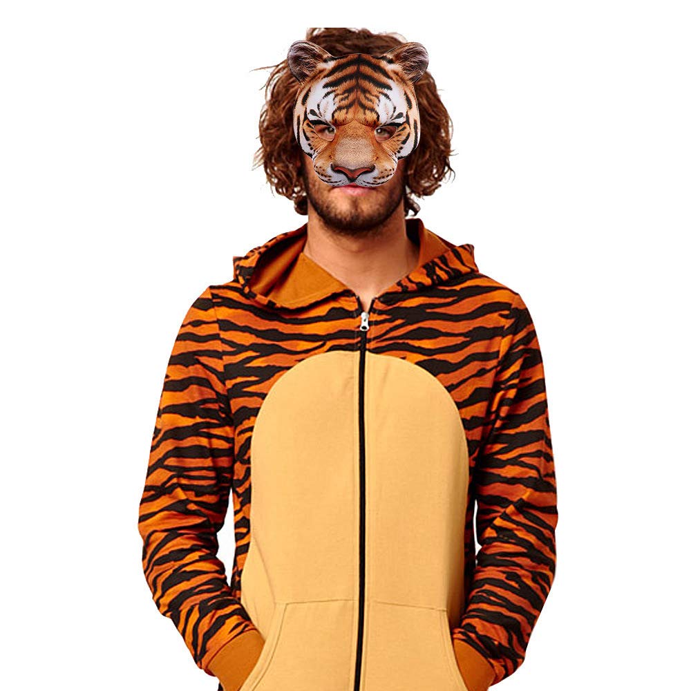 Aiffort Halloween Tiger Half Face Mask – EVA Animal Cosplay Mask for Adults