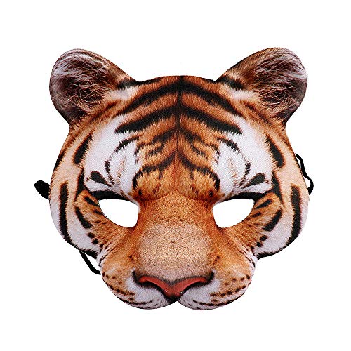 Aiffort Halloween Tiger Half Face Mask – EVA Animal Cosplay Mask for Adults