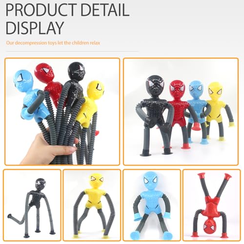 Aimery 4-Pack Superhero Suction Cup Fidget Toys – Sensory Travel Activities for Kids with Autism, ADHD – Easter Basket Stuffers, Airplane & Road Trip Gifts