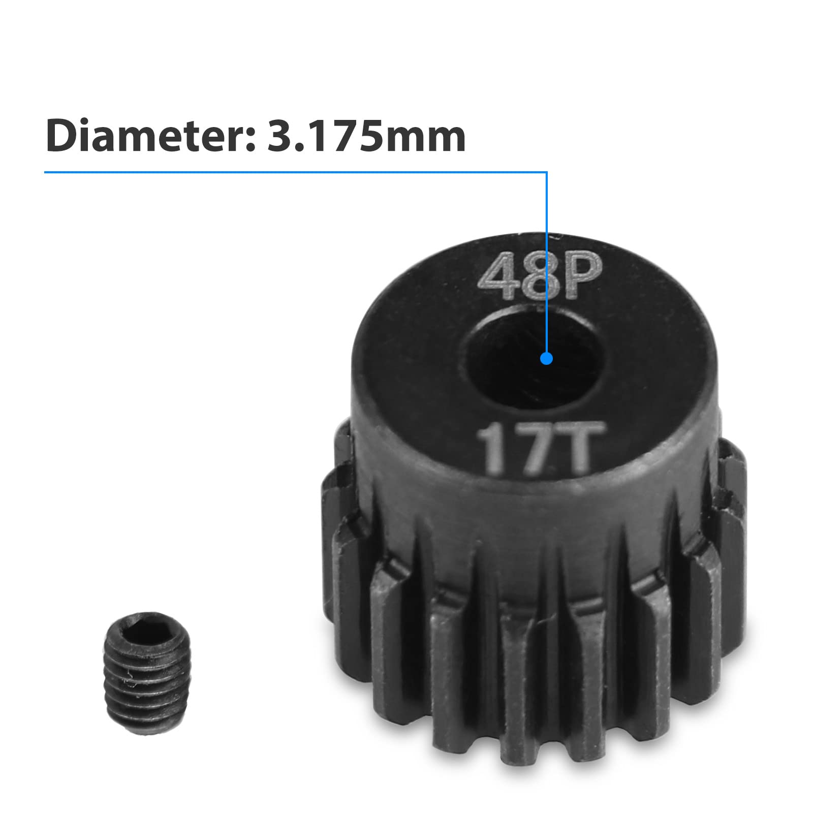 AIMROCK 5-Pack 48P RC Motor Pinion Gears (13T-17T) for 1/10 Scale Cars, Boats & Planes – Hardened Steel