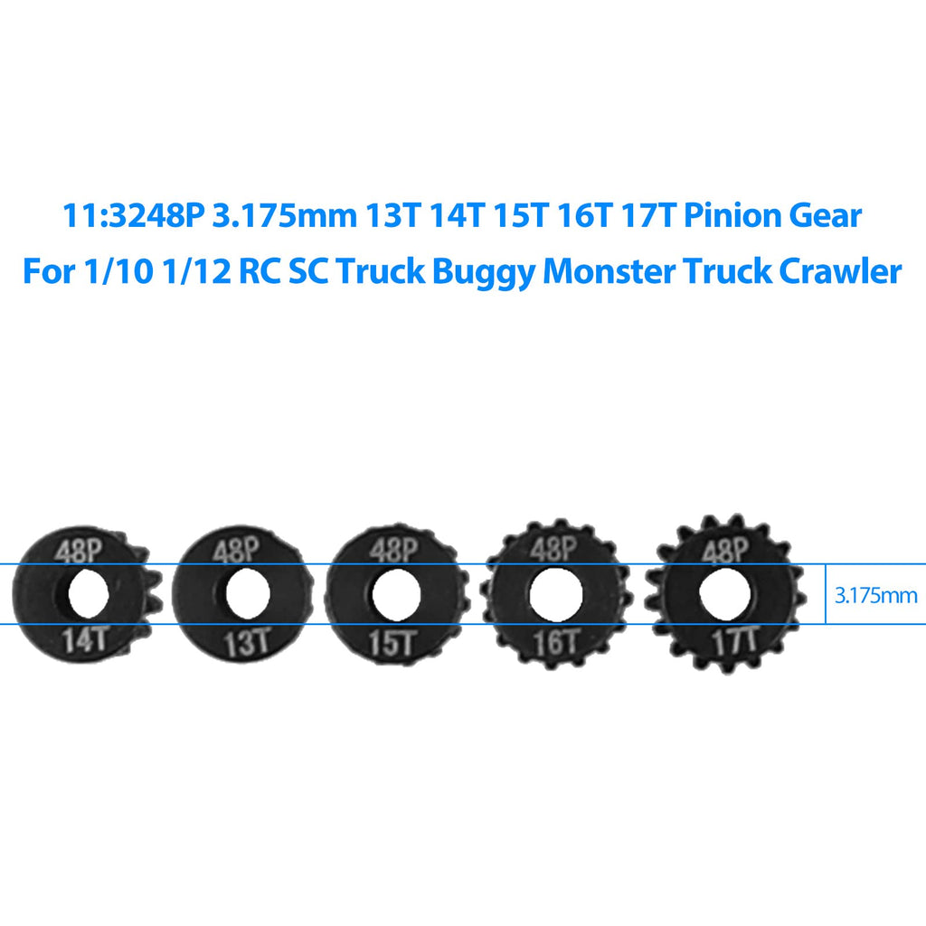 AIMROCK 5-Pack 48P RC Motor Pinion Gears (13T-17T) for 1/10 Scale Cars, Boats & Planes – Hardened Steel