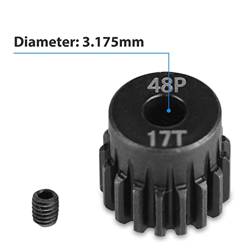 AIMROCK 5-Pack 48P RC Motor Pinion Gears (13T-17T) for 1/10 Scale Cars, Boats & Planes – Hardened Steel