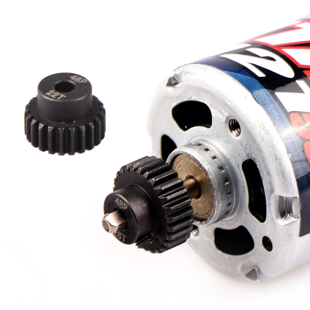 AIMROCK 5-Pack 48P RC Motor Pinion Gears Set – 22T to 26T, Hardened Steel, 3.175mm Bore
