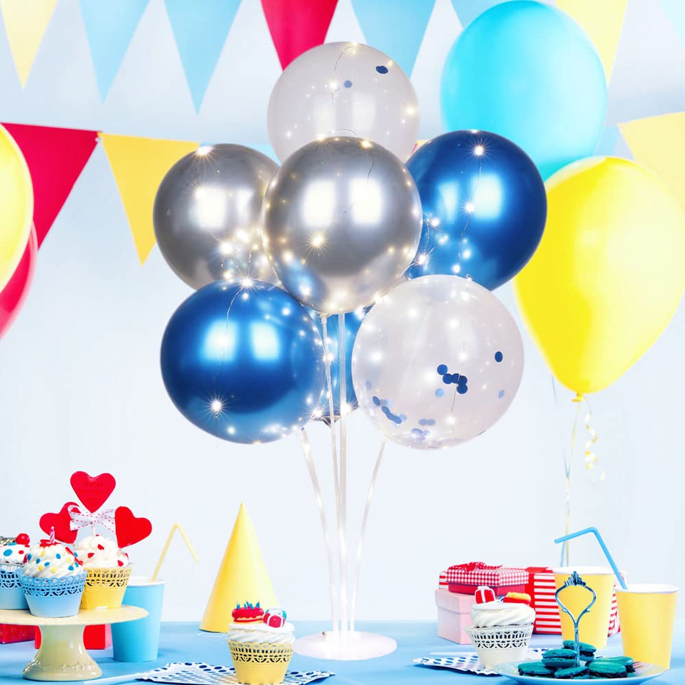 Ainiv 2-Pack Table Balloon Stand Kit with LED Lights - 16 Confetti Balloons for Party Centerpieces