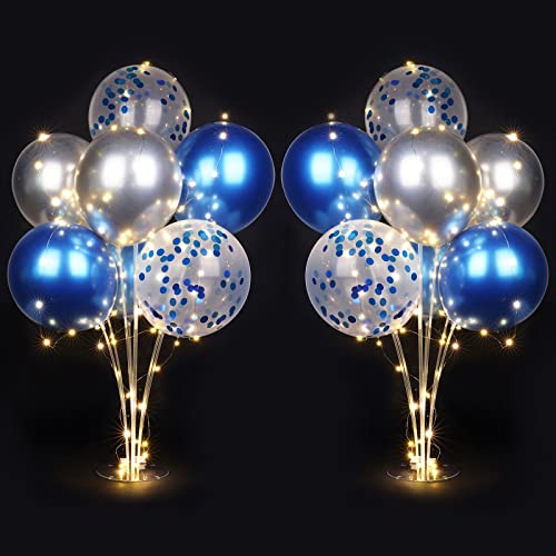 Ainiv 2-Pack Table Balloon Stand Kit with LED Lights - 16 Confetti Balloons for Party Centerpieces