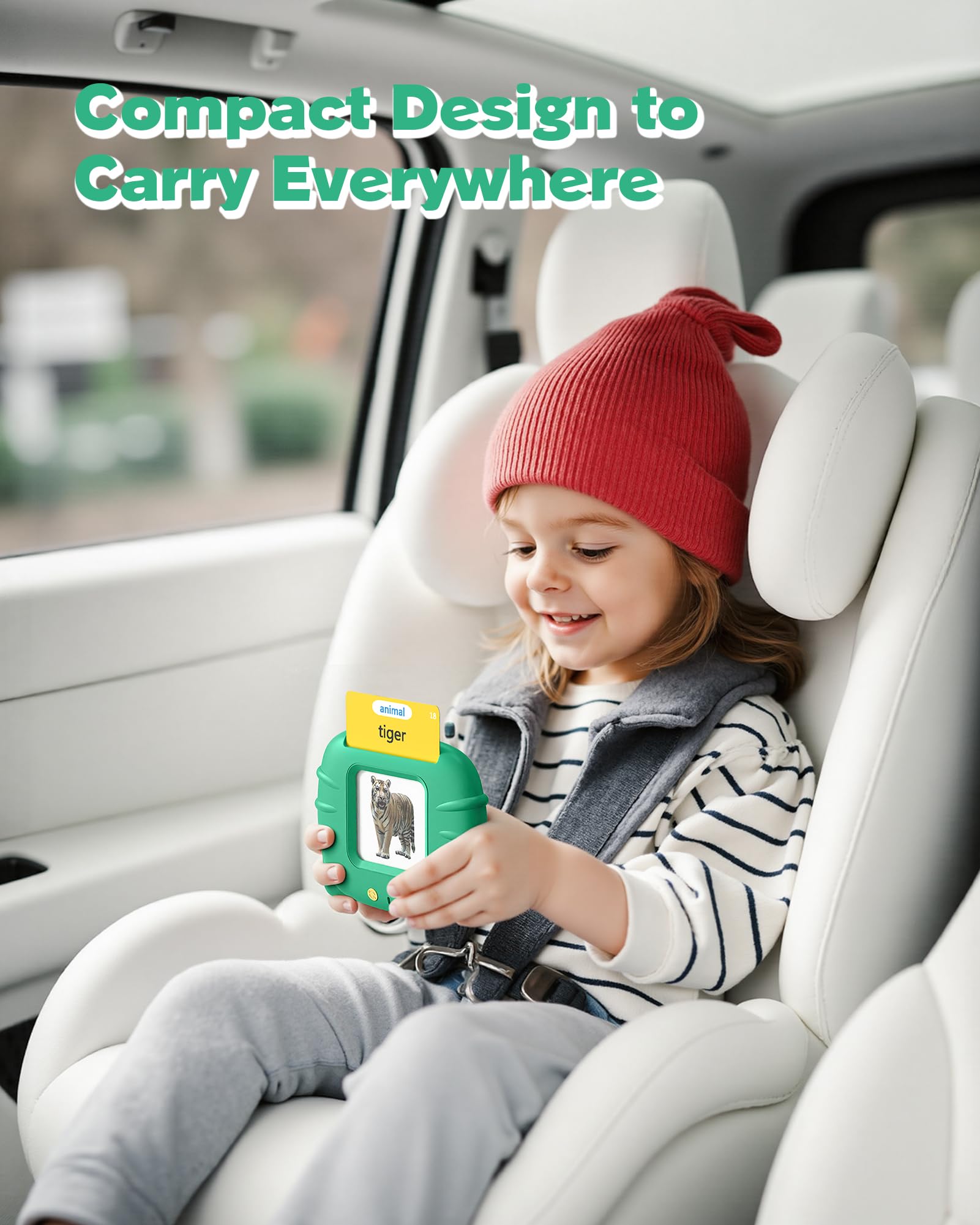 Airbition Talking Flash Cards for Toddlers 1-5, 224 Words, Green - Montessori Speech Therapy Toy with Rechargeable Battery
