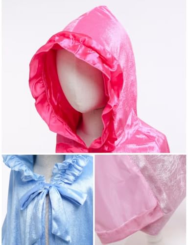 AISHN Girls Princess Cape – Velvet Hooded Cloak with Satin Lining for Dress-Up, Halloween, Birthday, Cosplay