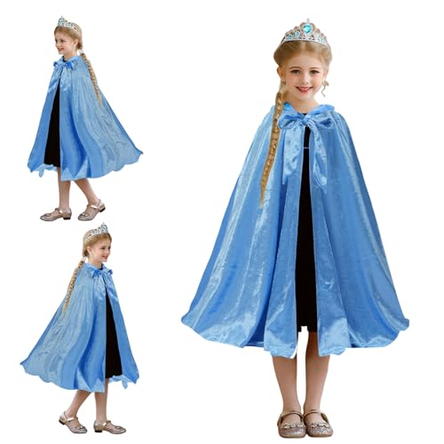 AISHN Girls Princess Cape – Velvet Hooded Cloak with Satin Lining for Dress-Up, Halloween, Birthday, Cosplay
