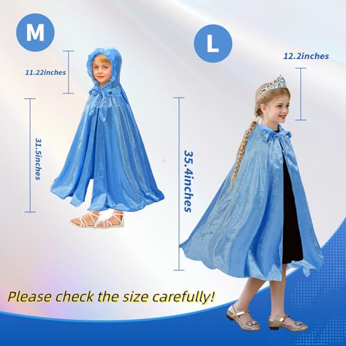 AISHN Girls Princess Cape – Velvet Hooded Cloak with Satin Lining for Dress-Up, Halloween, Birthday, Cosplay
