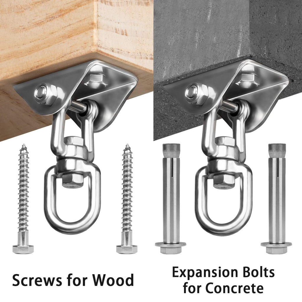 Aisto Heavy Duty Swing Hanger 360° Swivel: 304 Stainless Steel, Locknut Design, 1000 lb Capacity for Wood & Concrete